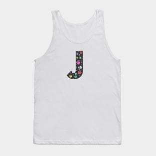 J letter with colorful paw print Tank Top